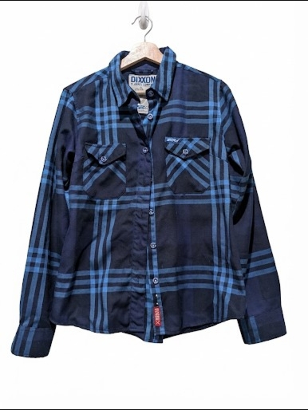 Dixxon Navy & Blue Plaid Long-Sleeve Shirt